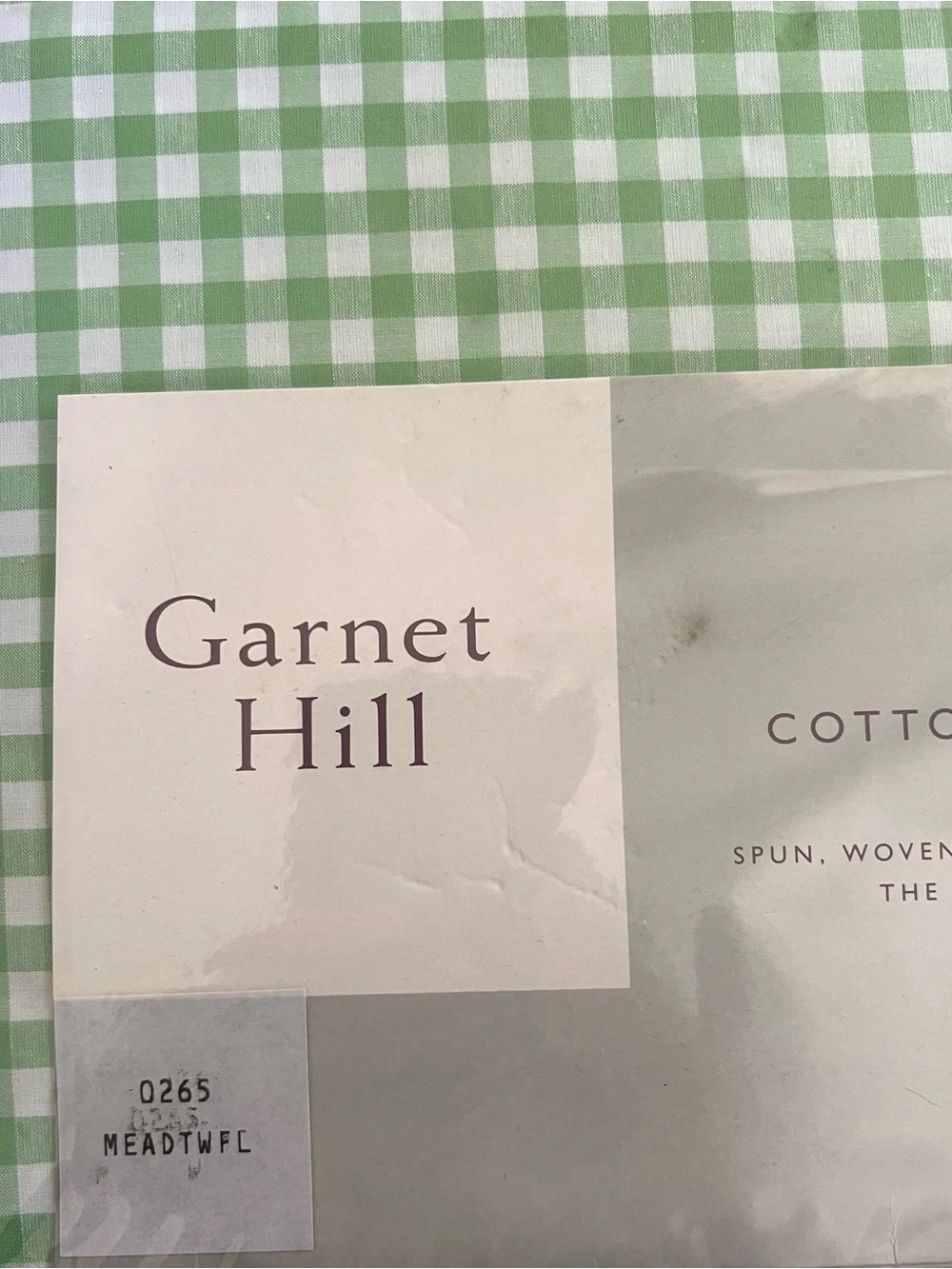 NIB Garbet Hill Bright Green Gingham Twin Flat sheet 100% cotton 0265 Mead Green